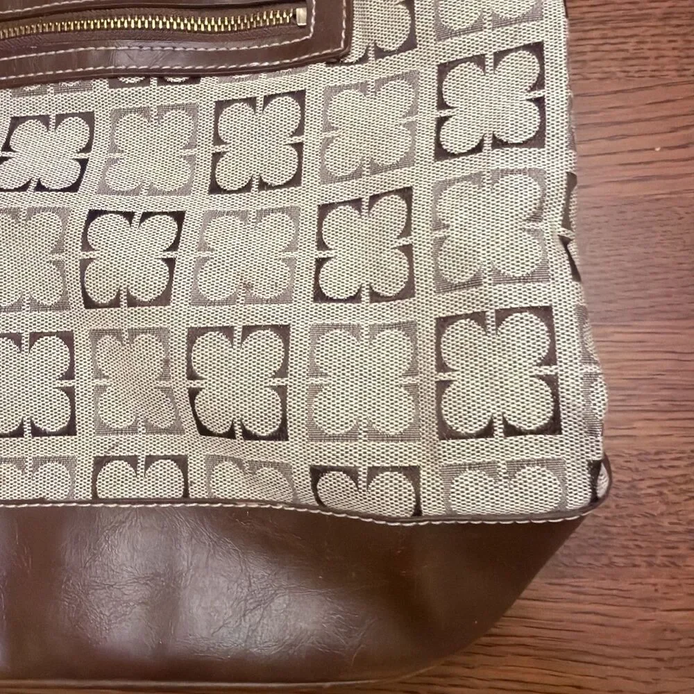 Liz Clairborne Handbag Brown/Tan Zip Closure w/ Zip Pockets & Dividers GUC